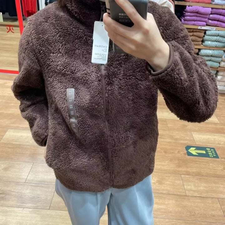Damen Kuschelige Fleecejacke mit hohem Kragen und Reißverschluss Drune