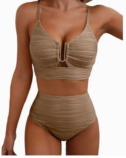 Damen Hochtailliertes Bikini-Set mit modischem Cut-Out Drune
