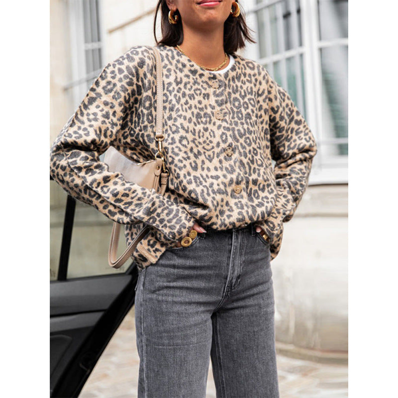 Damen modischer Cardigan mit tierischem Muster Drune