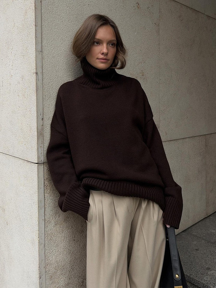 Damen Oversized Rollkragenpullover aus weicher Wollmischung Drune