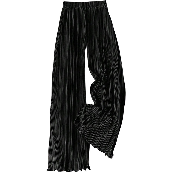 Damen plissierte Sommerhose mit hohem Bund und elastischem Taillenbund Drune