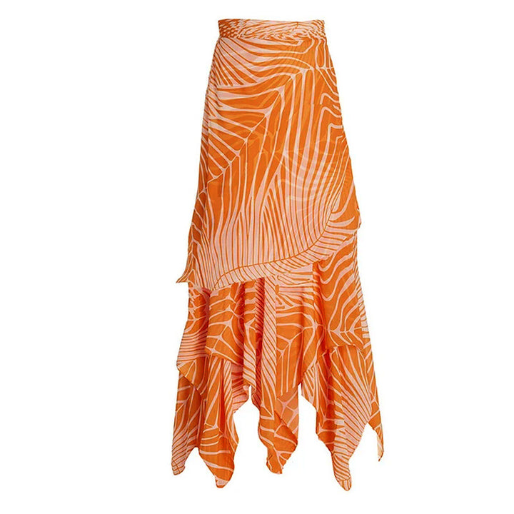 Damen Bikiniset mit asymmetrischem Oberteil und fließendem Maxirock Drune