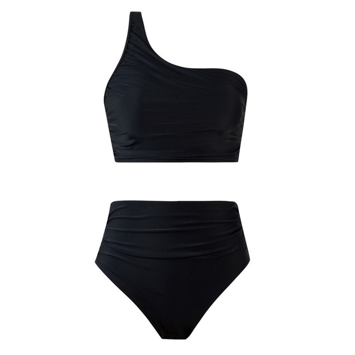 Damen Bikini-Set mit elegantem asymmetrischen Oberteil und hohem Taillenslip Drune