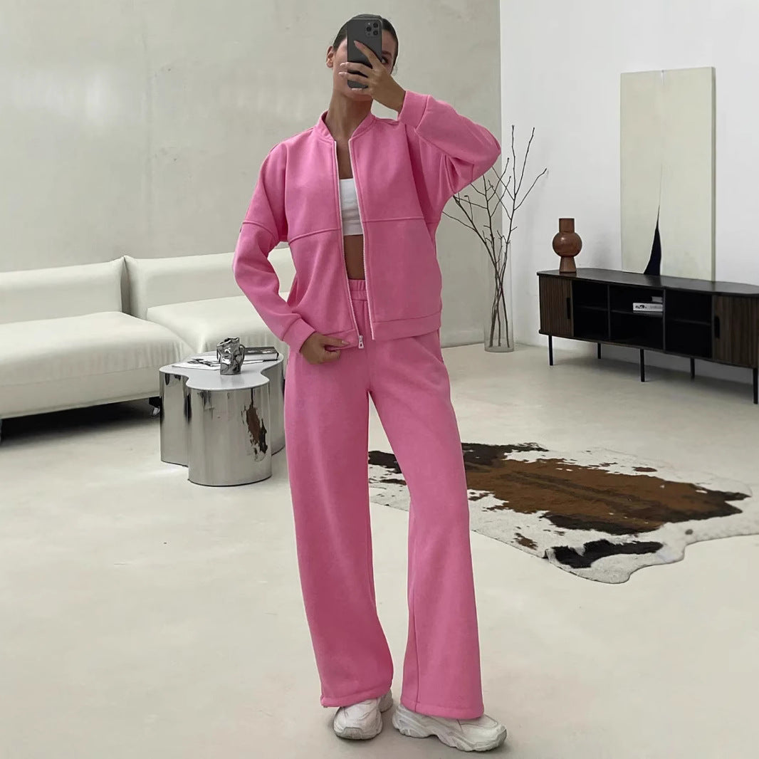 Damen Sportliches Fleece-Set mit durchgehendem Reißverschluss Drune