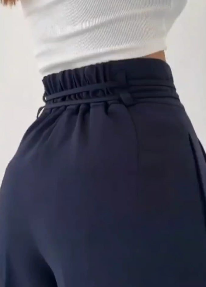 Damen Bequeme Bundfalten-Hose mit elastischem Taillenbund Drune