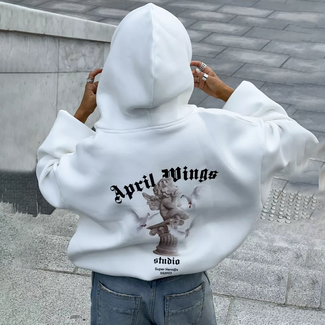 Damen Oversized Hoodie mit kunstvollem Druck Drune