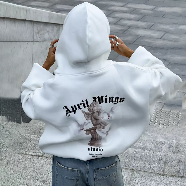 Damen Oversized Hoodie mit kunstvollem Druck Drune