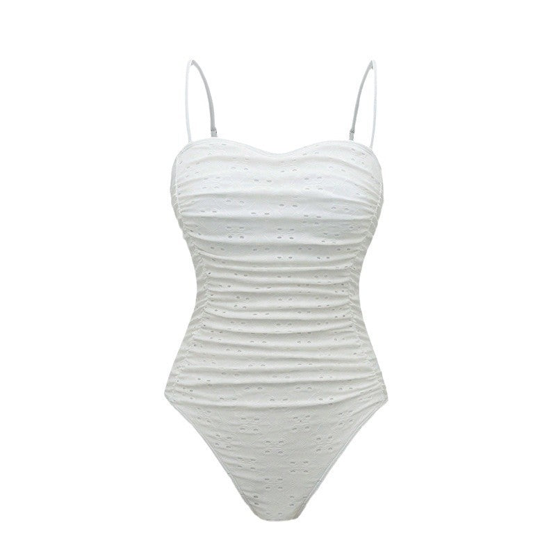 Damen Einteiler Badeanzug mit effektiver Raffung und romantischem Design Drune