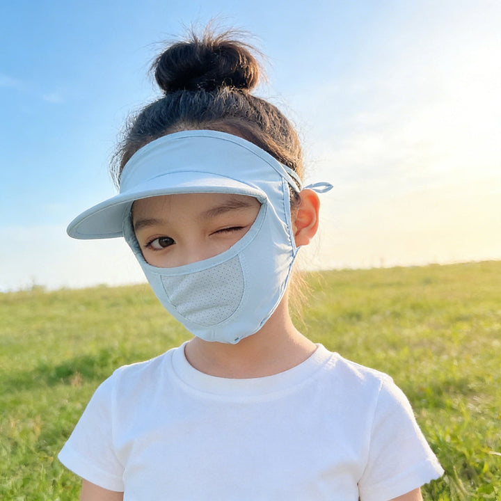 Unisex nan Kinder-Sonnenvisier mit integrierter atmungsaktiver Gesichtsmaske, verstellbarem Nackengurt und perforierter Kinnpartie  Drune