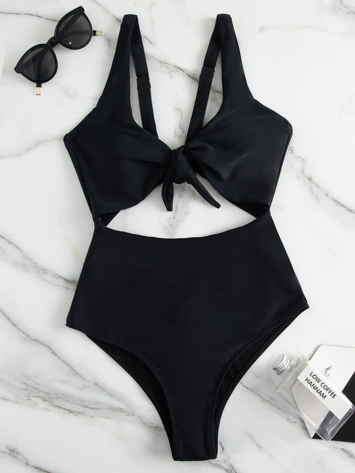 Damen Hochtaillierter Bikini mit verstellbaren Trägern und Knotendetail Drune