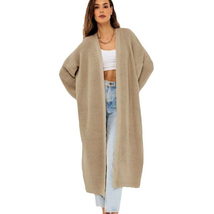 Damen Langer gestrickter Cardigan mit lässigem Schnitt und strukturierter Textur Drune