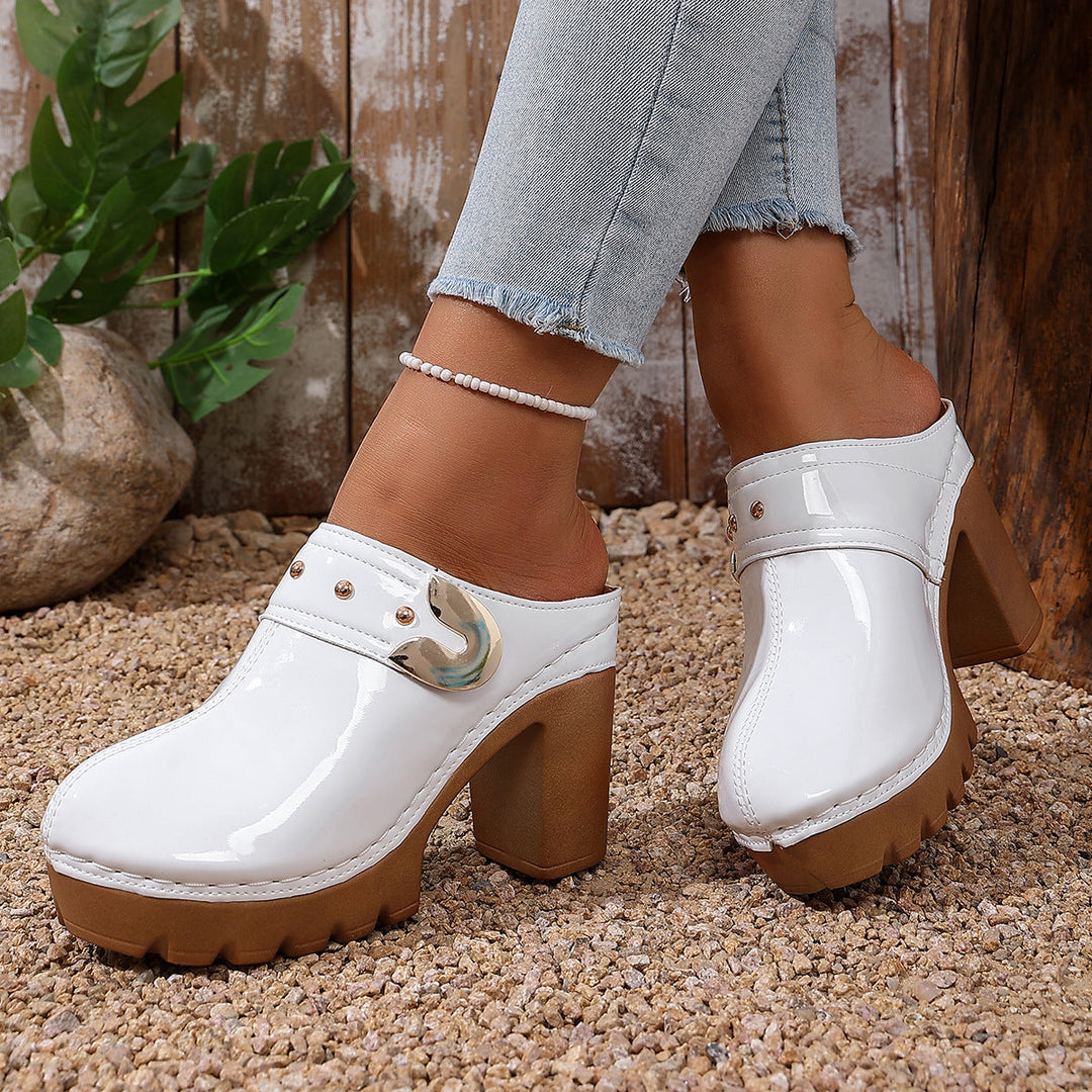 Damen Hochwertige Clogs mit Holzsohle Drune
