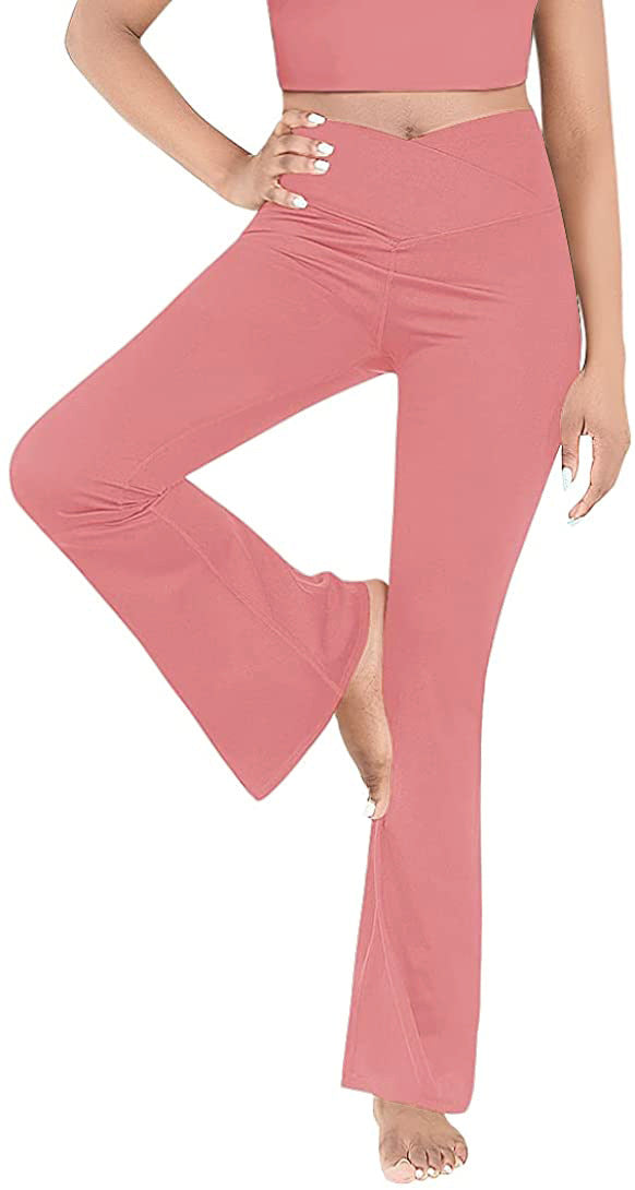 Damen Bootcut Yoga-Hose aus elastischem Material mit hohem Bund Drune