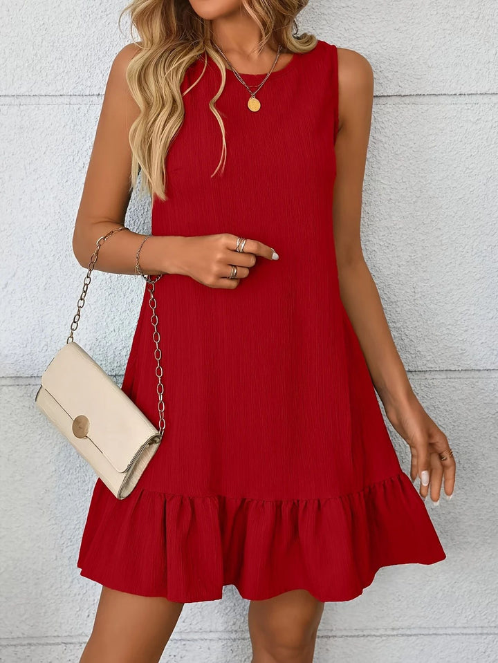Damen Lässiges Sommerkleid mit Rüschensaum und Leichtem Material Drune