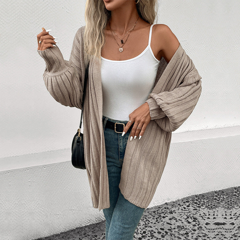 Damen Strickjacke mit strukturiertem Rippenmuster und lässigem Schnitt Drune