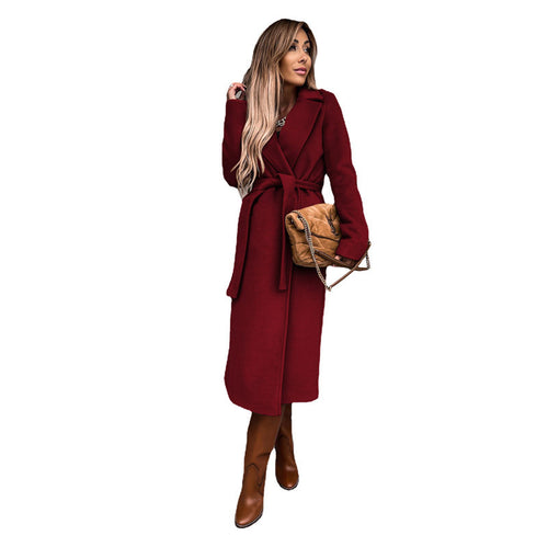 Damen eleganter Wool-Mantel mit Gürtel und zeitloser Silhouette Drune