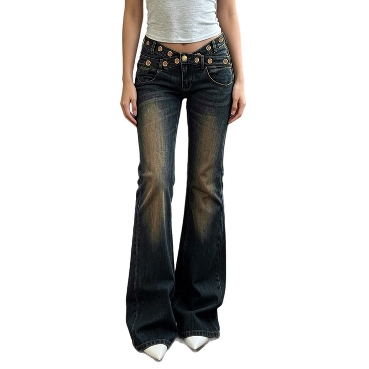 Damen Jeans mit weitem Schnitt und eleganten Gürtelschlaufen Drune