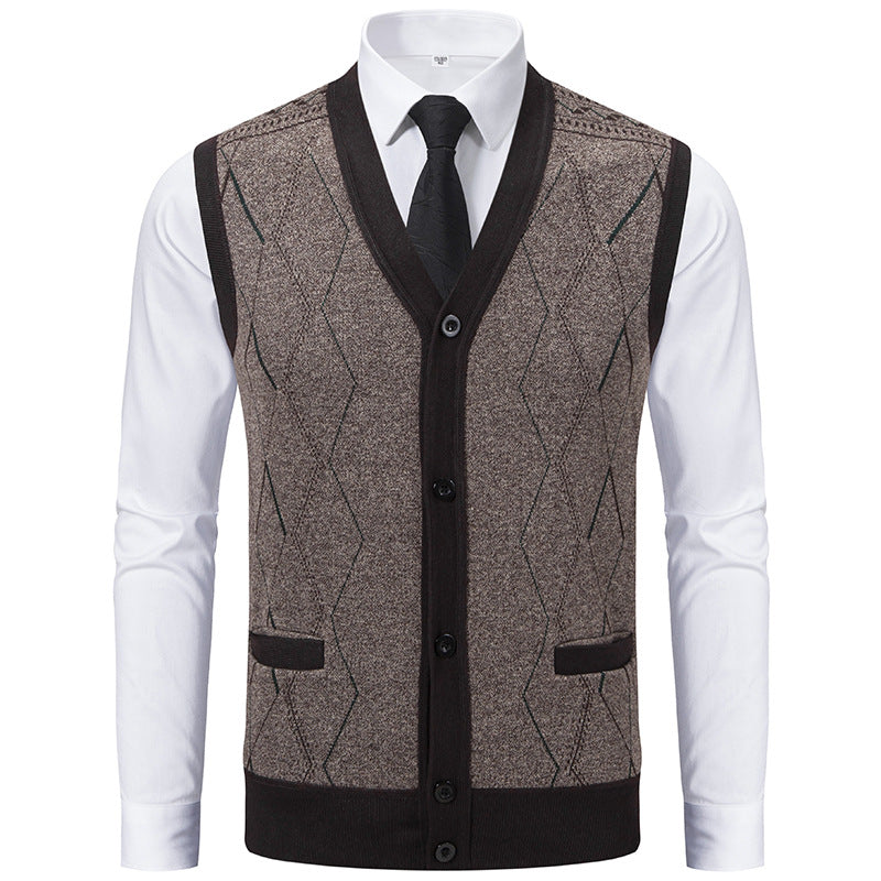 Herren modische Strickweste mit raffinierten Mustern und praktischen Taschen Drune