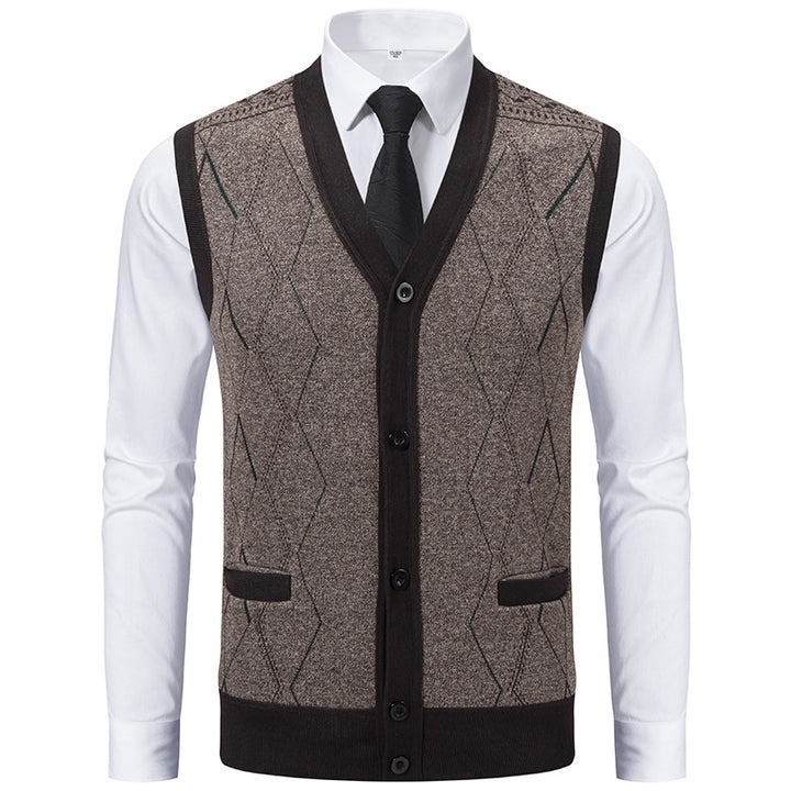 Herren modische Strickweste mit raffinierten Mustern und praktischen Taschen Drune
