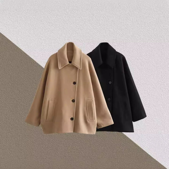 Damen Oversized Wollmantel mit modernem Schnitt und praktischen Taschen Drune