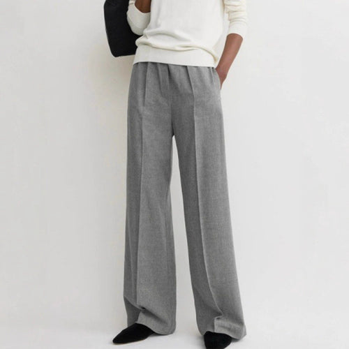 Damen Weit geschnittene Chiffon-Hose mit elastischem Bund Drune