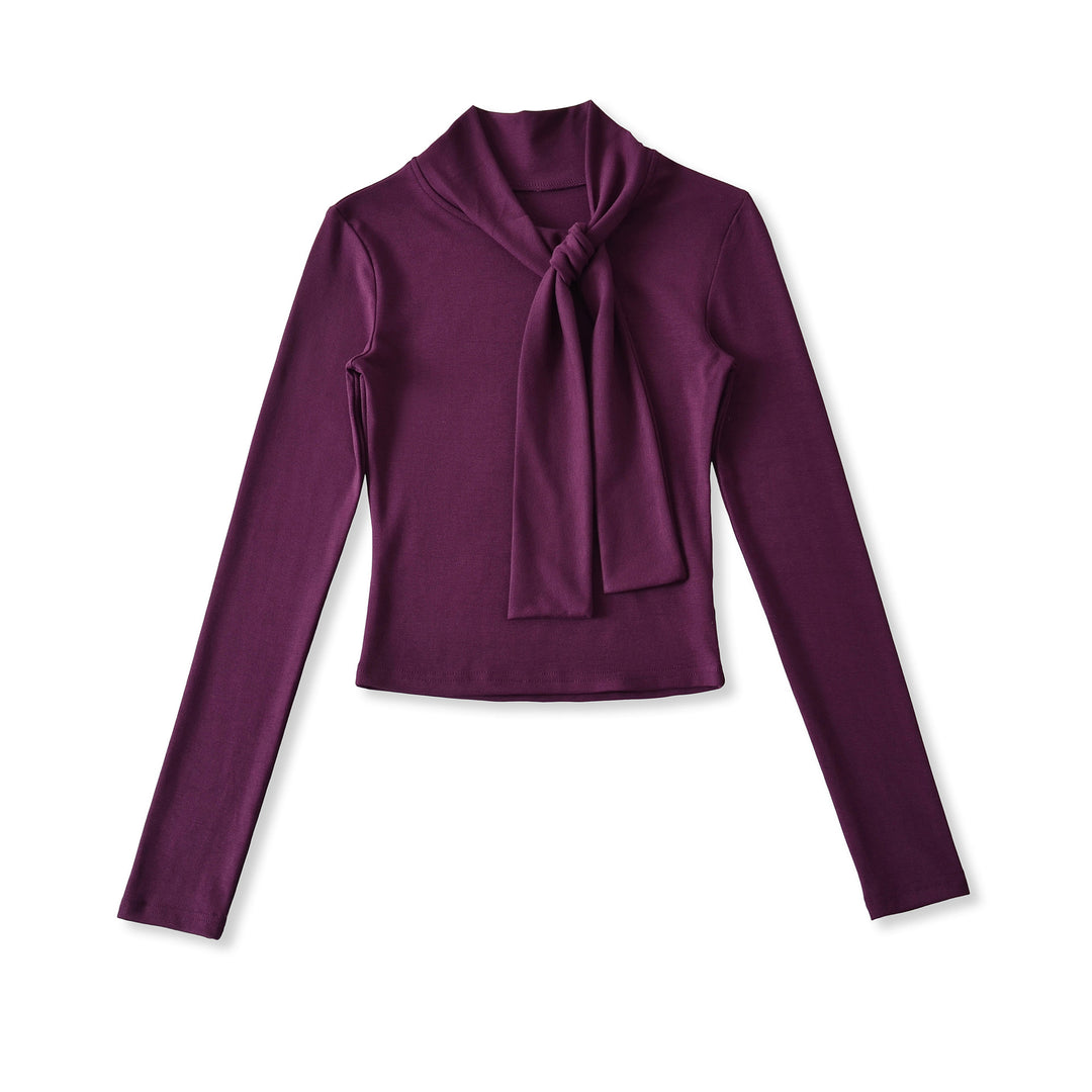 Damen Langarmshirt mit schickem Schlupfkragen und femininer Schleifenoptik Drune
