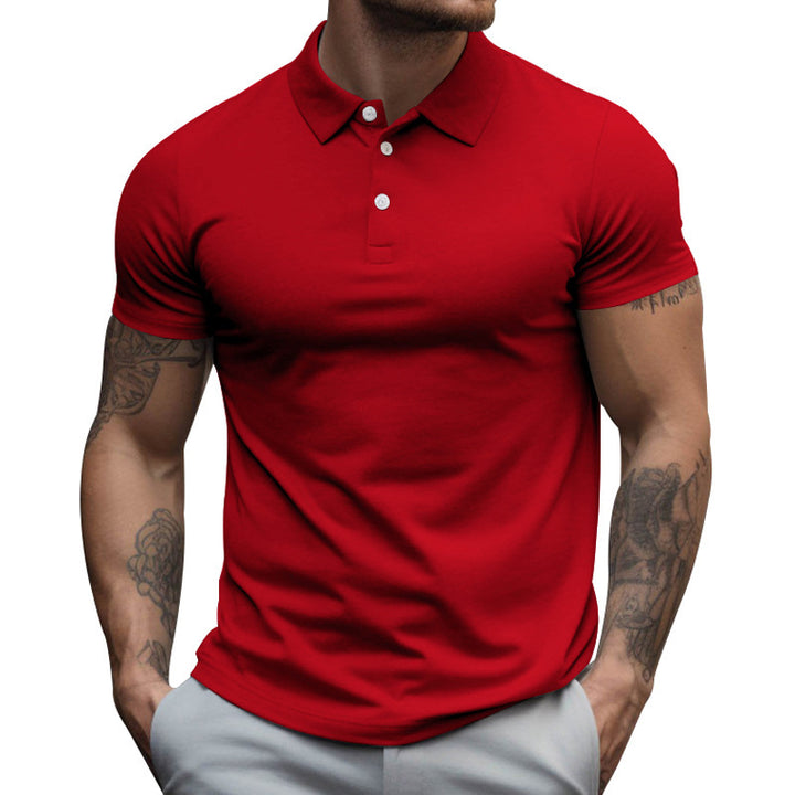 Herren nan tailliertes elastisches Piqué-Poloshirt mit klassischem Kragen Drune