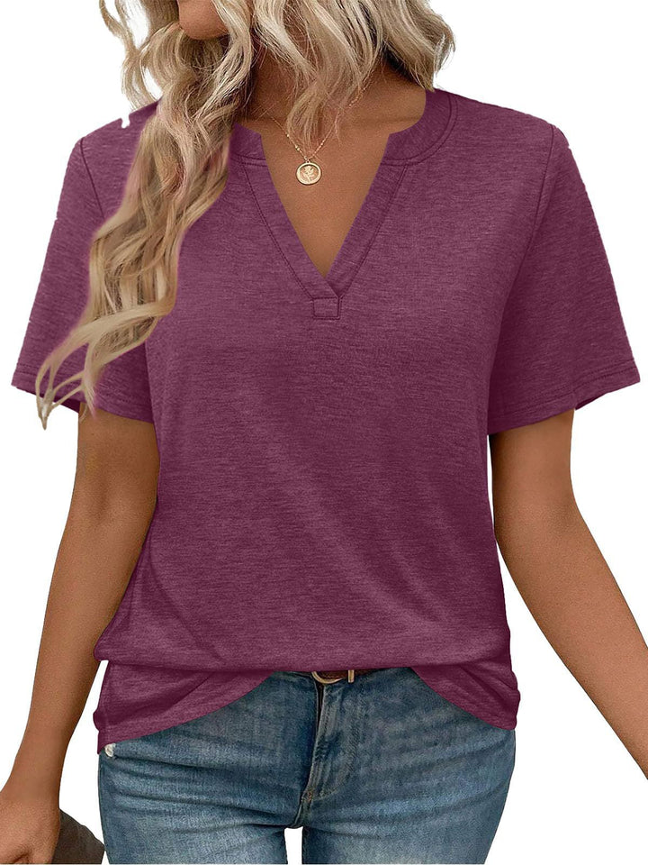 Damen zeitloses V-Ausschnitt T-Shirt mit lässigem Schnitt Drune