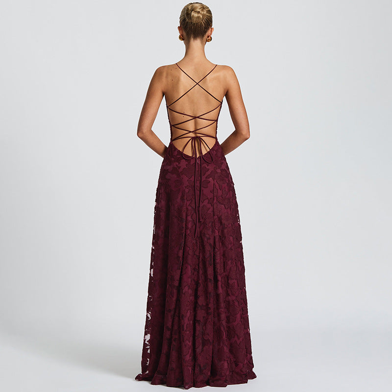 Damen Elegantes Abendkleid mit feinen Blumenmustern und raffinierten Details Drune
