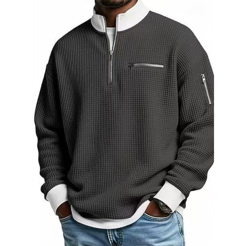 Herren Sweatshirt mit hohem Kragen und praktischem Reißverschluss Drune