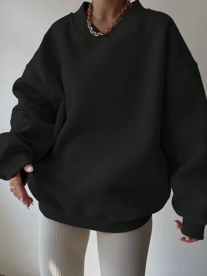Damen Oversized Sweatshirt mit V-Ausschnitt Drune