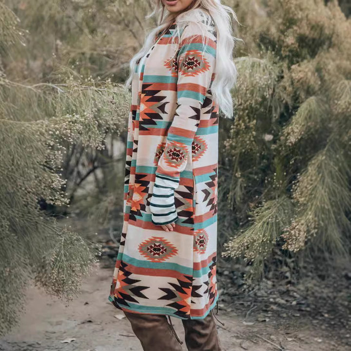 Damen Langarm-Kimono-Cardigan mit einzigartigem Muster Drune