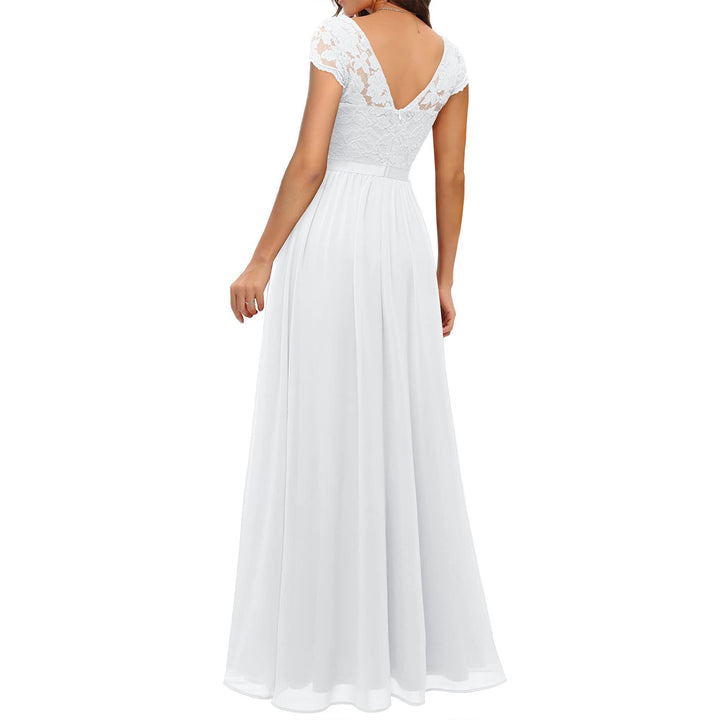 Damen Elegantes Spitzenkleid mit V-Ausschnitt Drune
