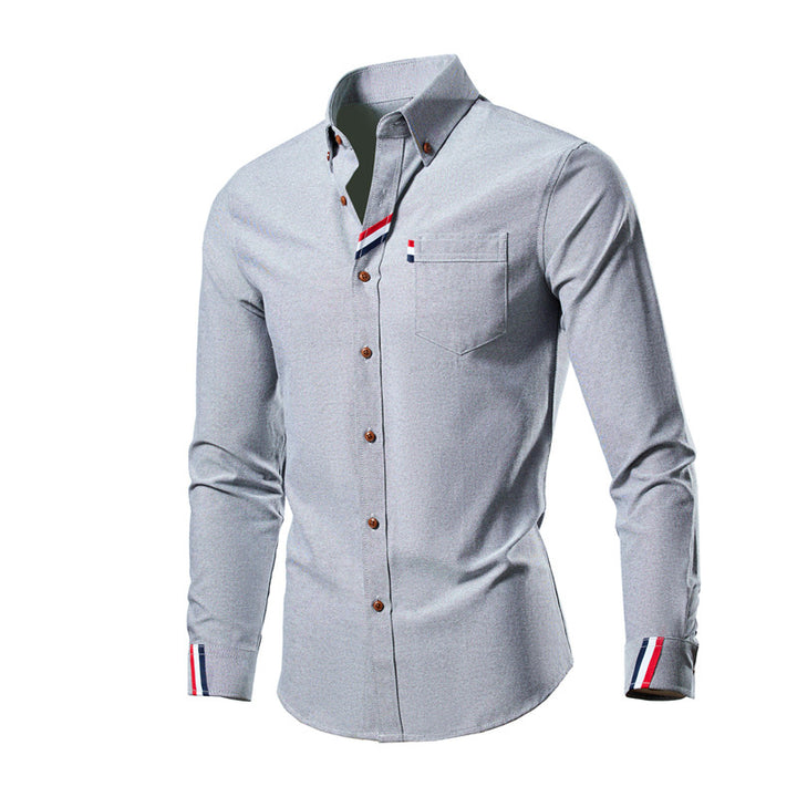 Herren nan tailliertes Button-Down Hemd mit Brusttasche, elastischem Baumwollmix und kontraststreifen-Details Drune