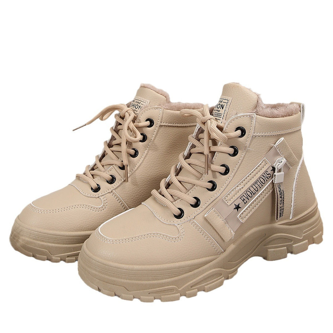 Damen  gefütterte High-Top Sneaker-Boots mit dicker Profilsohle und seitlichem Reißverschluss Drune