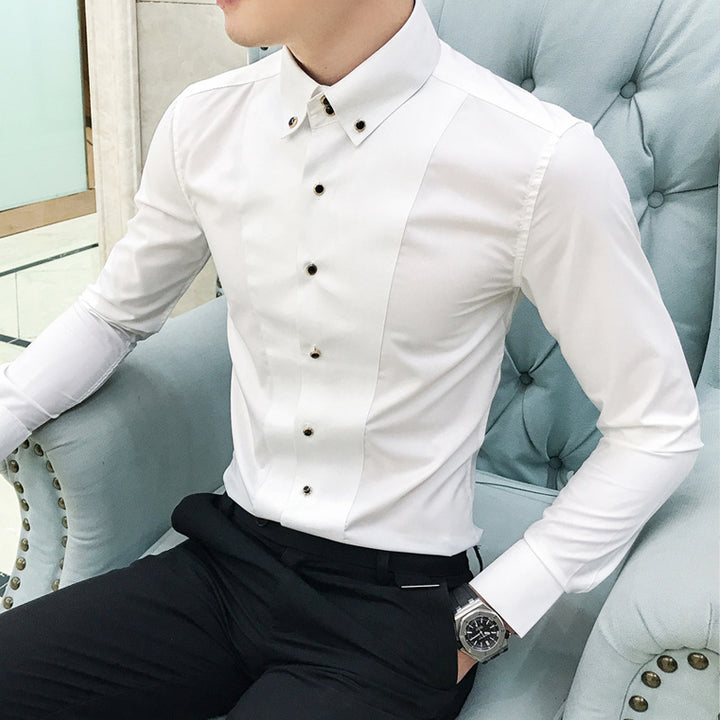 Herren Elegantes Langarmhemd mit feinen Knopfdetails Drune