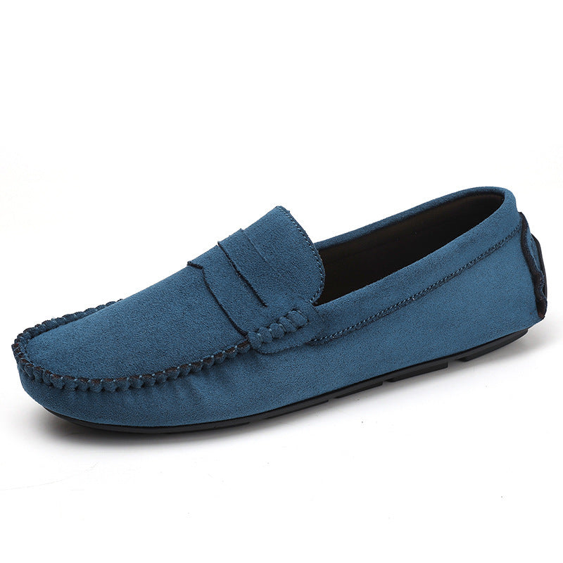 Herren elegante Veloursleder-Mokassin Fahrerhalbschuhe mit handgenähter Vordernaht und flexibler Gummiprofilsohle Drune