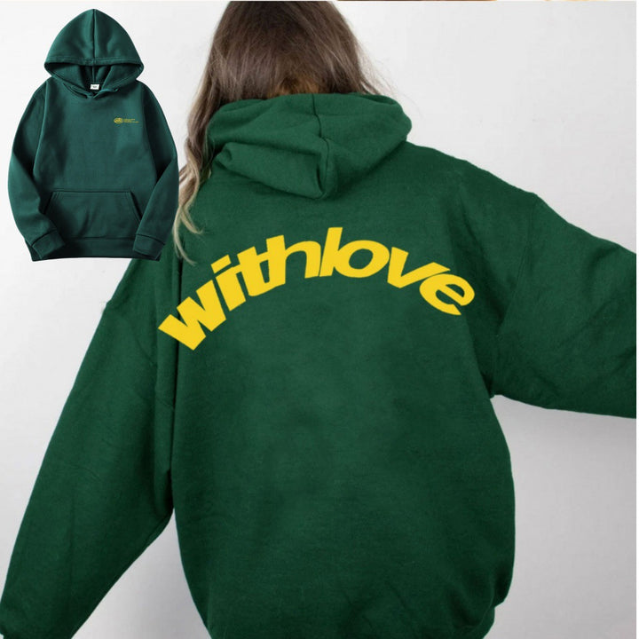 Unisex nan oversized Kapuzenpullover mit großflächigem Rückenprint, Kängurutasche und gerippten Bündchen Drune