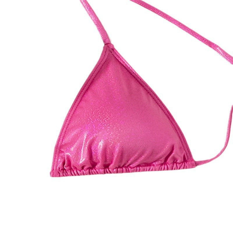 Damen Triangel-Bikini mit verstellbaren Bindebändern und glänzendem Obermaterial Drune