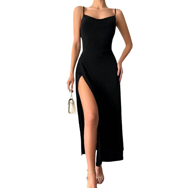 Damen Maxikleid mit verführerischem Schlitz und eleganten Spaghettiträgern Drune