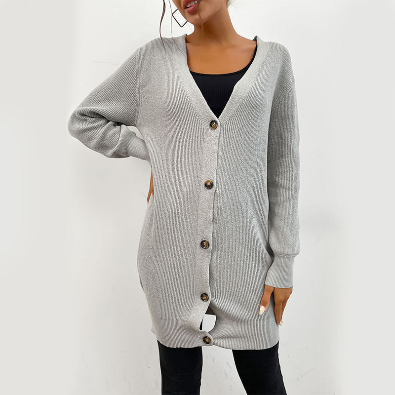 Damen Strickjacke mit durchgehender Knopfleiste und modernem Design Drune