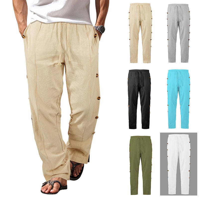 Herren modische Designerhose mit Knopfleiste und verstellbarem Bund Drune