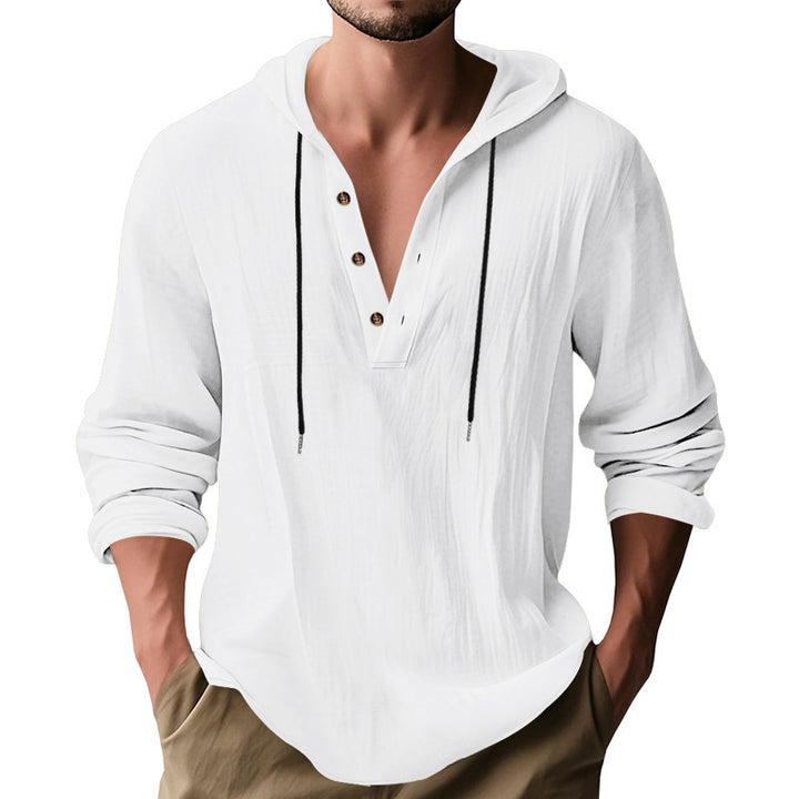 Herren Kapuzenshirt mit Knopfleiste und lässigem Schnitt Drune