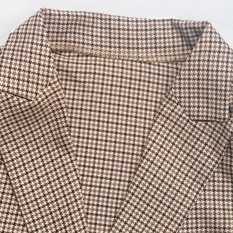 Damen kariertes Oversized Blazerjackett mit doppelter Knopfleiste Drune