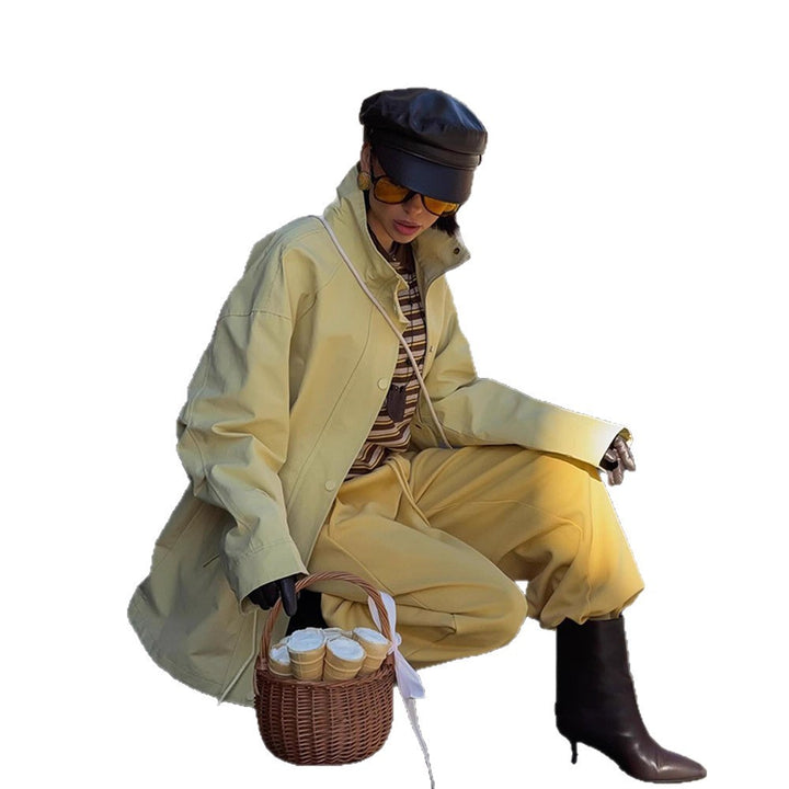 Damen Modische Regenjacke mit verstellbarem Taillenzug und praktischen Taschen Drune