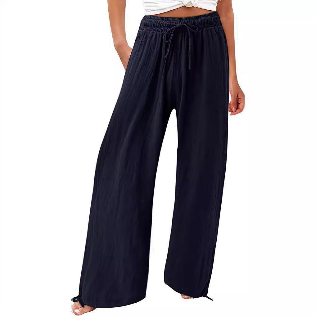 Damen Weite Sommerhose aus leichtem Material mit verstellbarem Bund Drune