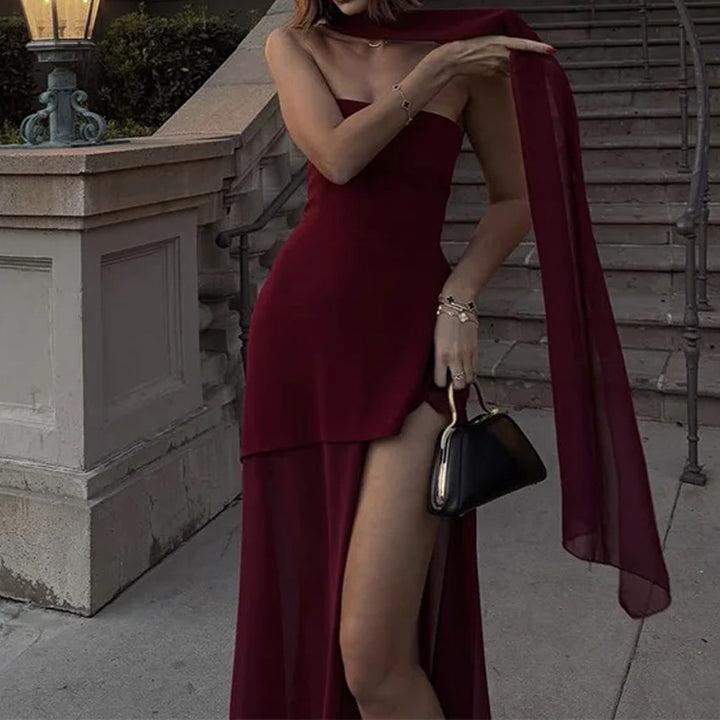 Drune | Elegantes rückenfreies Maxikleid mit Schlitz
