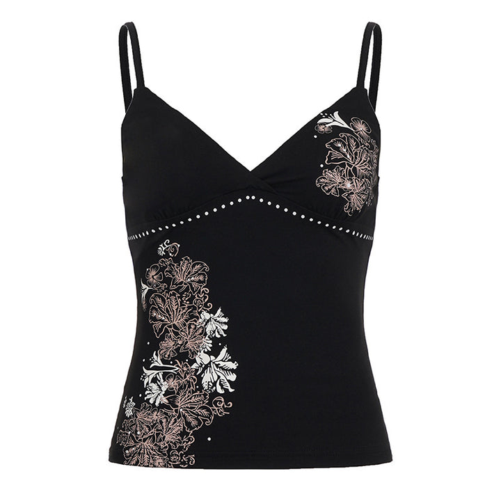 Damen Spaghetti-Trägertop mit floralem Druck und edlen Details Drune