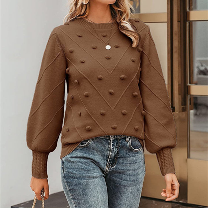 Damen Strickpullover mit 3D-Pünktchen Drune
