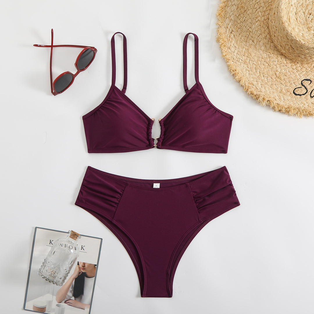 Damen modischer Triangel-Bikini mit seitlichen Raffungen Drune
